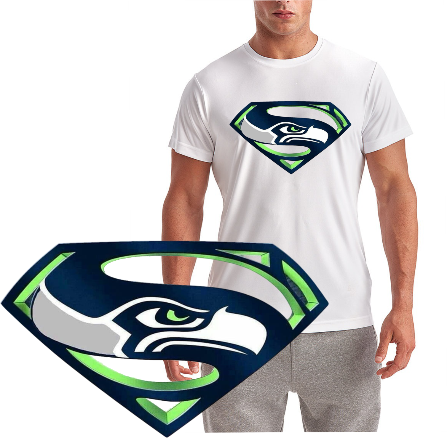 Super Size Seahawk Football Logo Short Sleeve T-Shirt