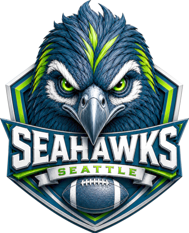 Seattle Seahawks Football Shield Mascot Short Sleeve T-Shirt