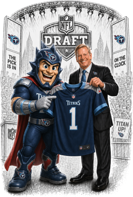Titans Football Mascot Draft Day Short Sleeve T-Shirt