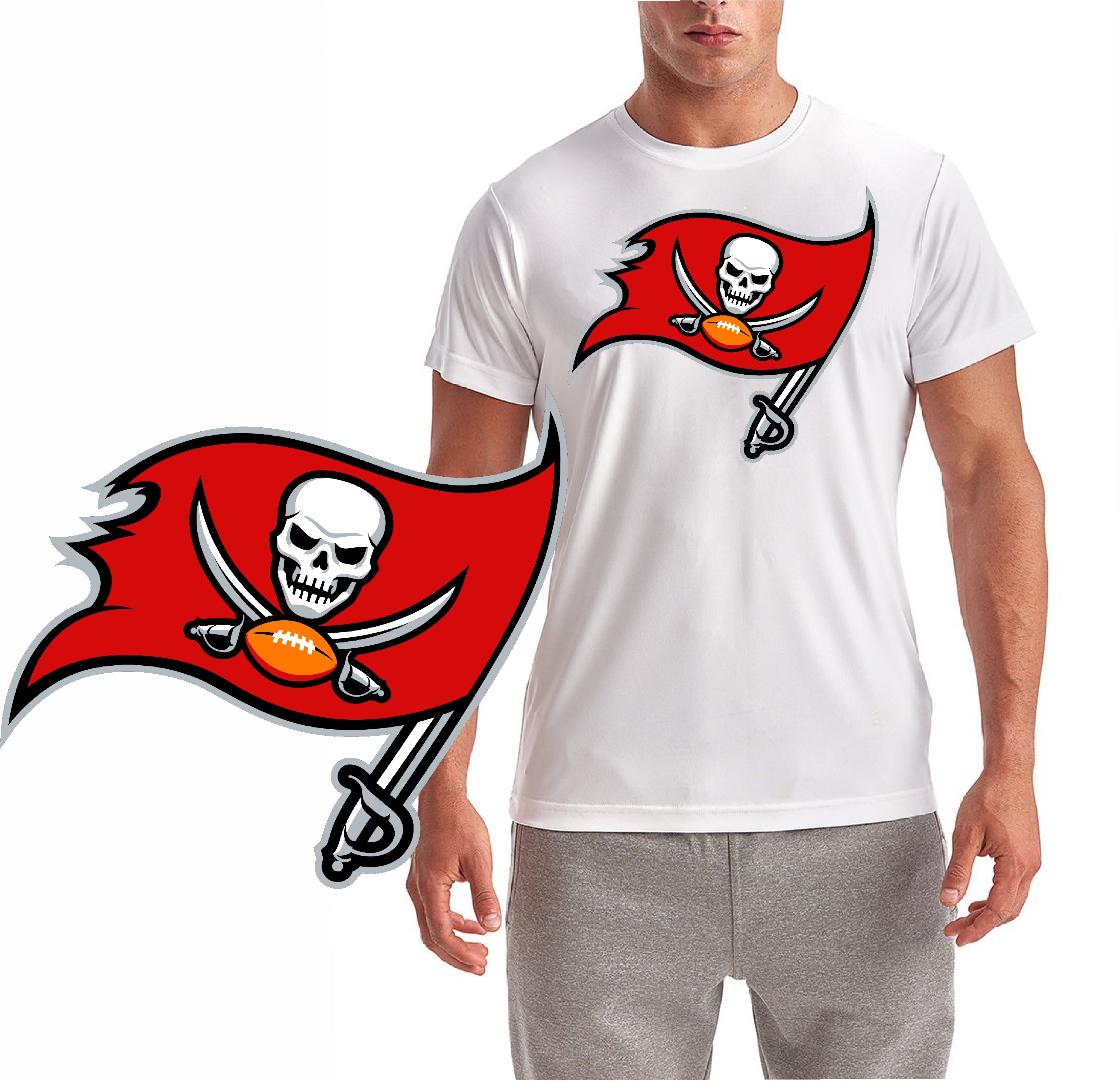 Classic Buccaneer Flag Football Logo Short Sleeve T-Shirt