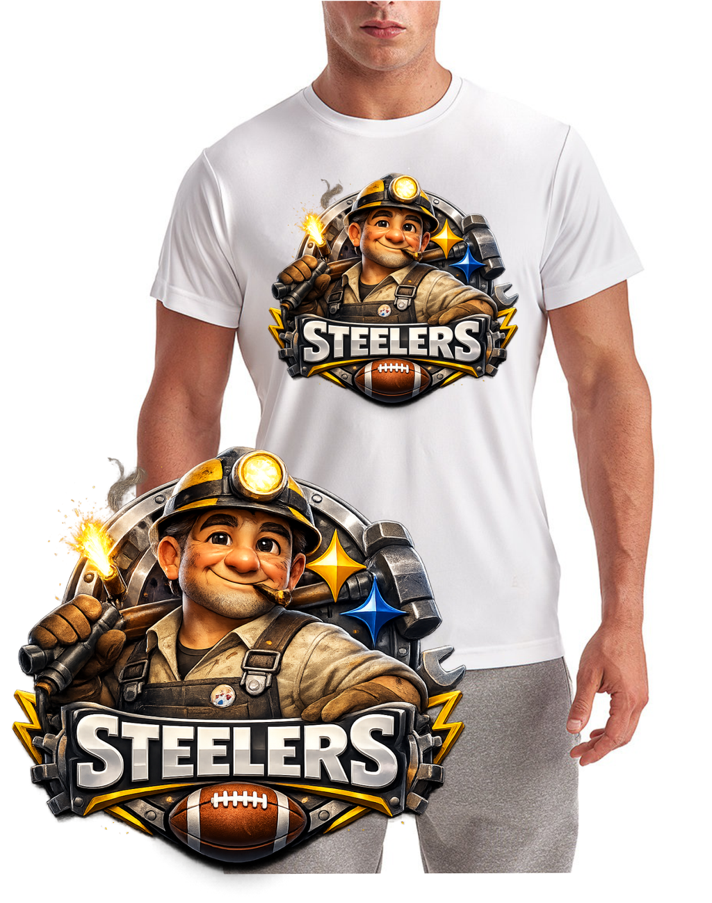 Pittsburgh Steel Worker Football Short Sleeve T-Shirt