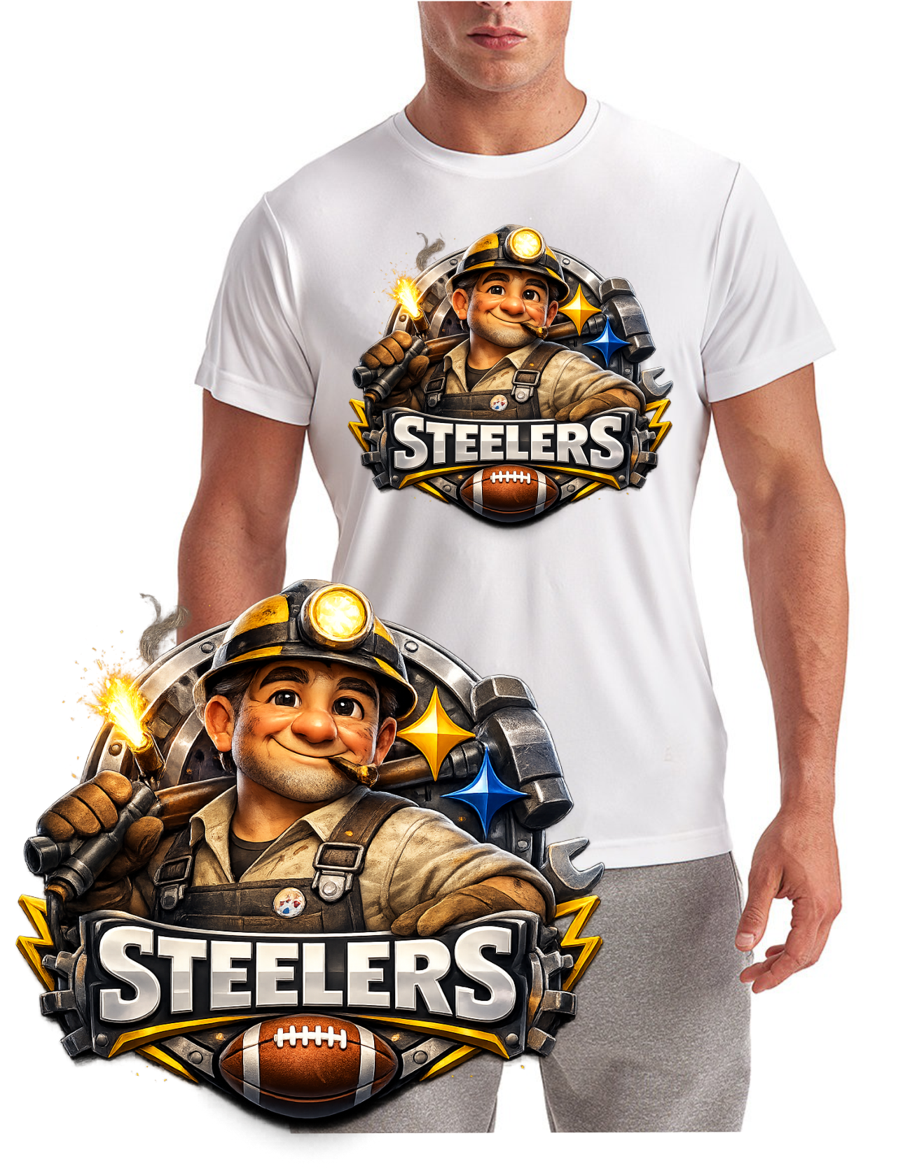 Pittsburgh Steel Worker Football Short Sleeve T-Shirt