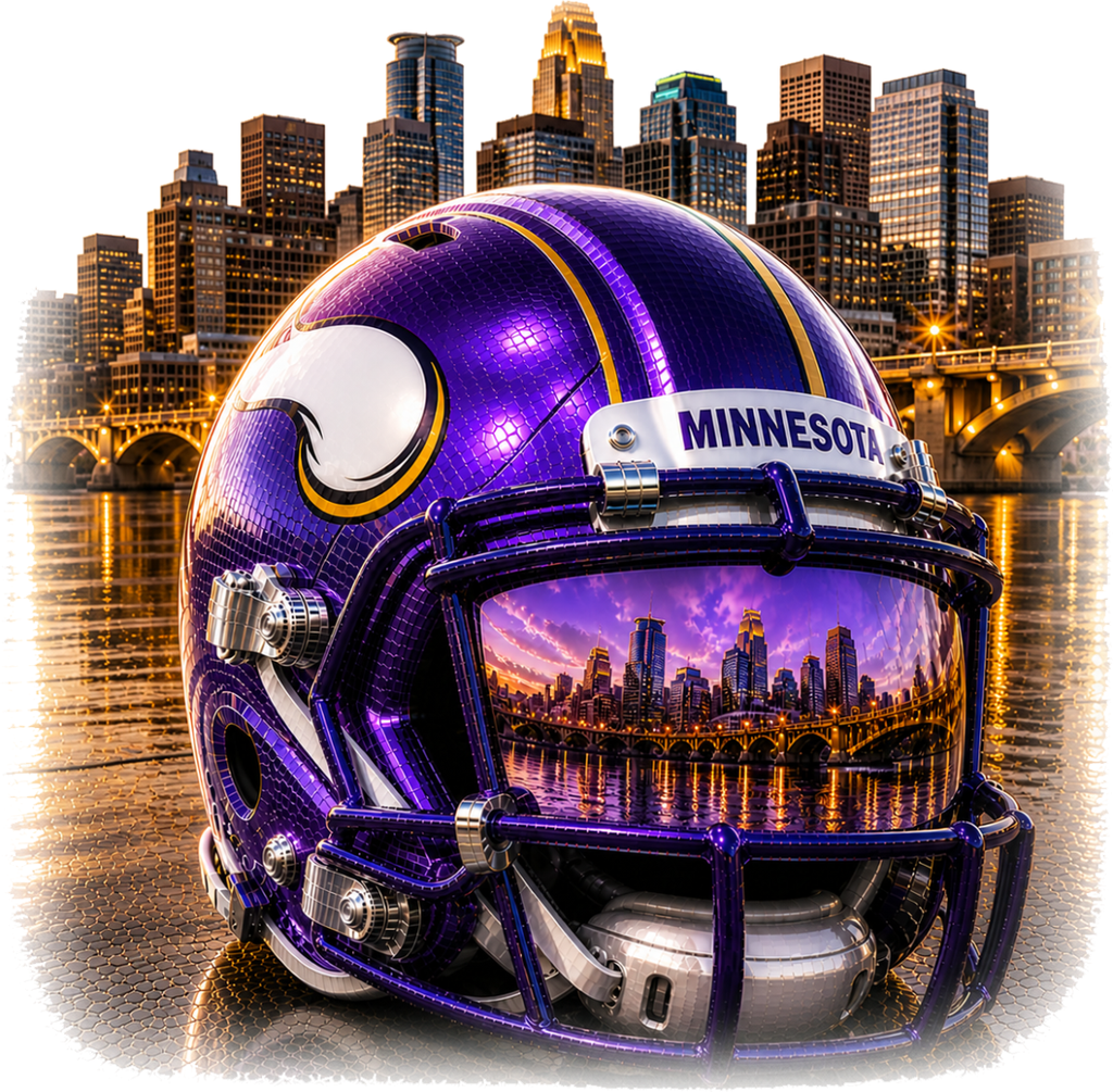 Minnesota Downtown Viking Football Helmet Short Sheeve T-Shirt