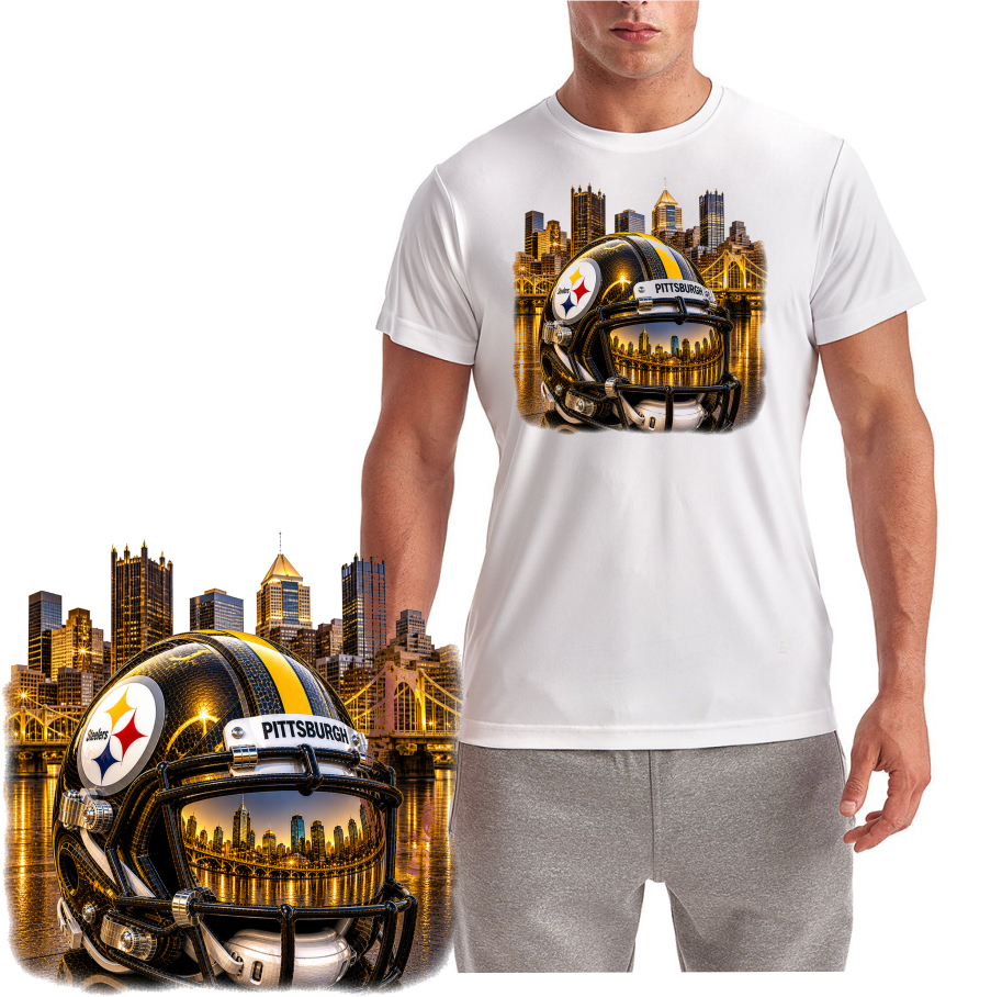 Golden City Pittsburgh Steelers Helmet Short Sleeve T-Shirt