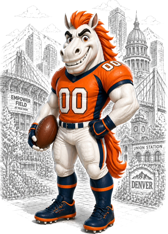 Bronco Mascot Denver Short Sleeve T-Shirt