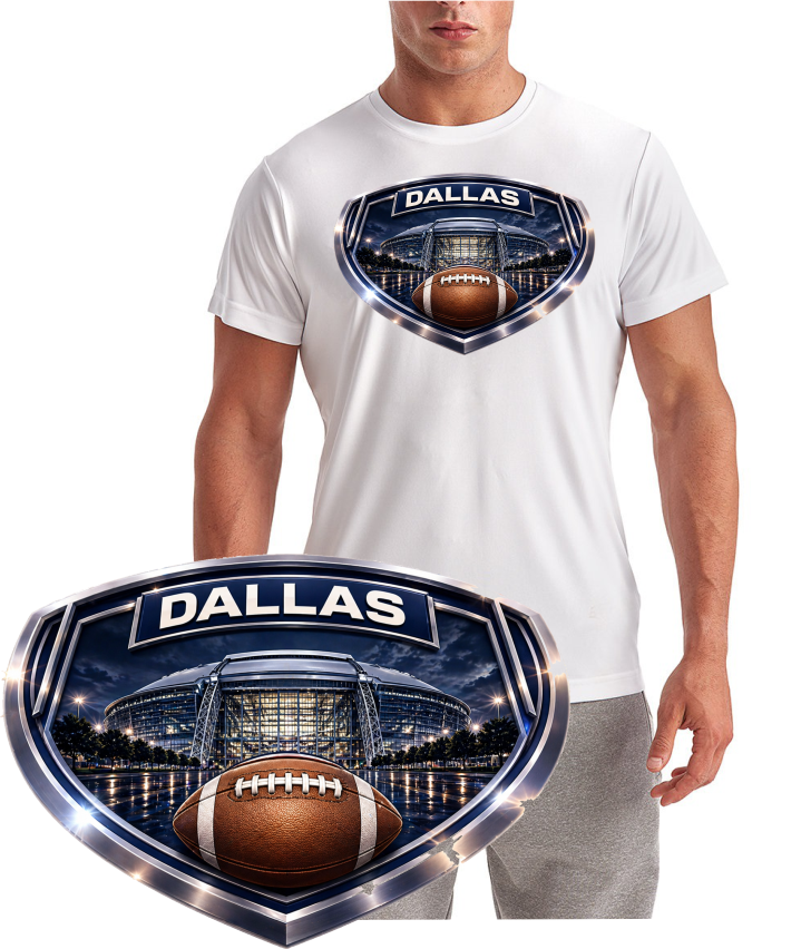 Dallas Stadium Shield Cowboy Football Short Sleeve T-Shirt
