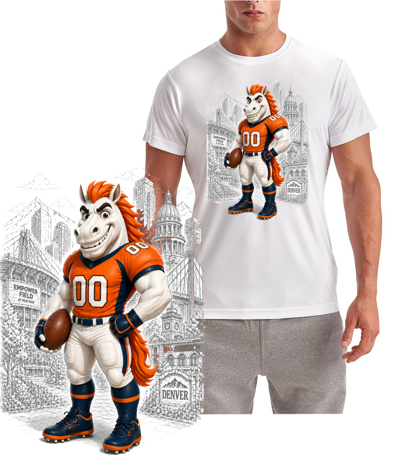 Bronco Mascot Denver Short Sleeve T-Shirt