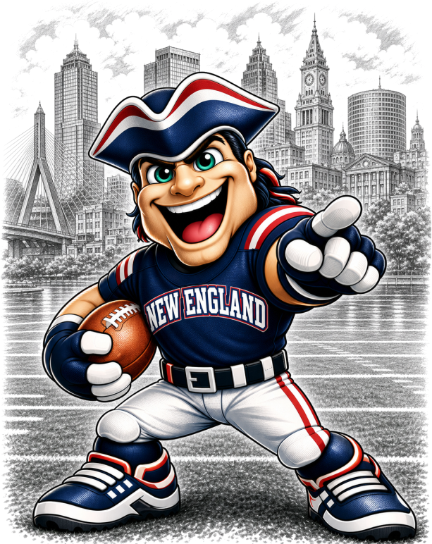 Patriots New England Football Cartoon Short Sleeve T-Shirt