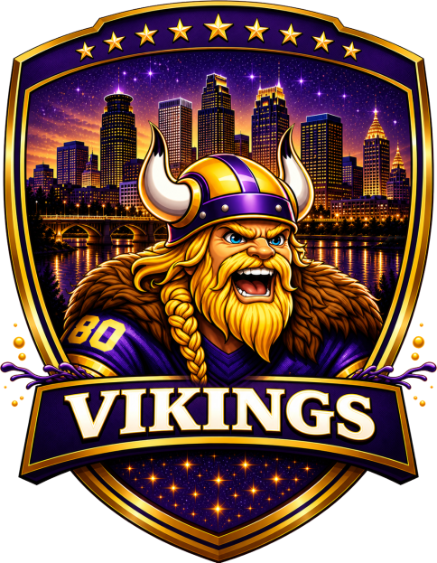 Vikings Downtown Shield Football Logo Short Sleeve T-Shirt