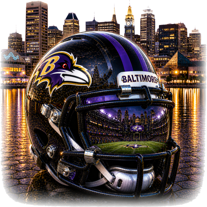 Baltimore City Ravens Football Helmet Short Sleeve T-Shirt