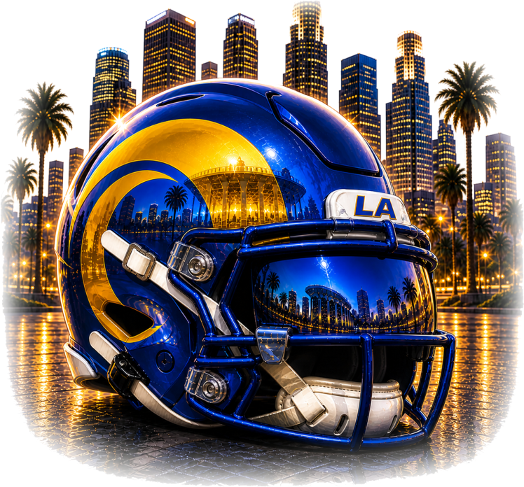 Rams Helmet Downtown Football SOFI Short Sleeve T-Shirt