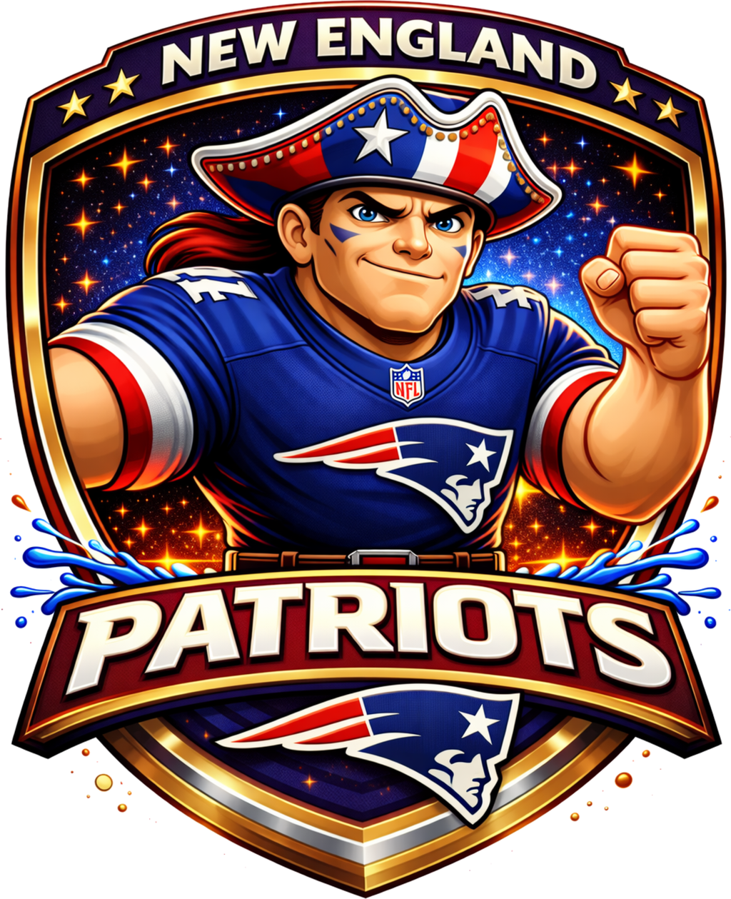 New England Patriot Football Shield Logo Short Sleeve T-Shirt