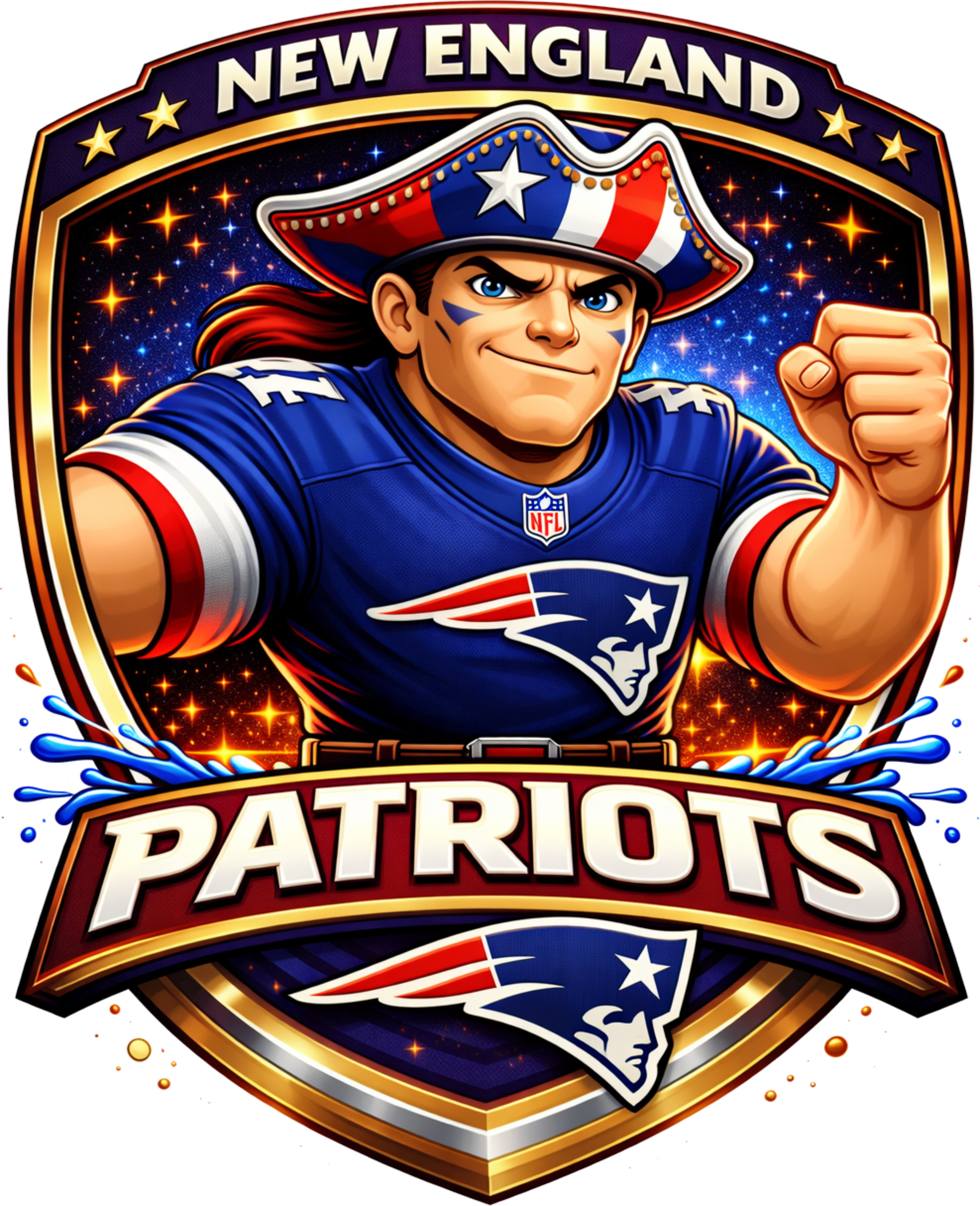 New England Patriot Football Shield Logo Short Sleeve T-Shirt