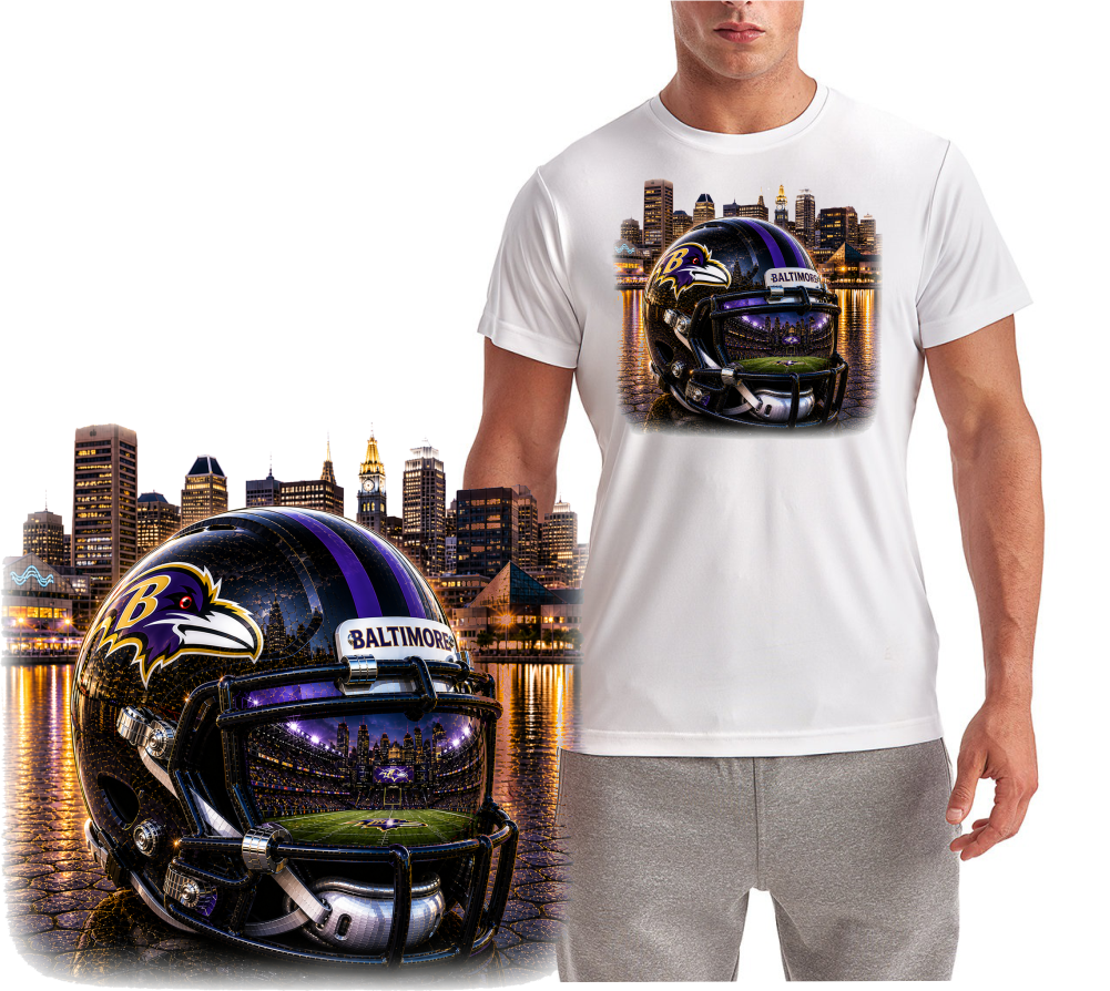 Baltimore City Ravens Football Helmet Short Sleeve T-Shirt