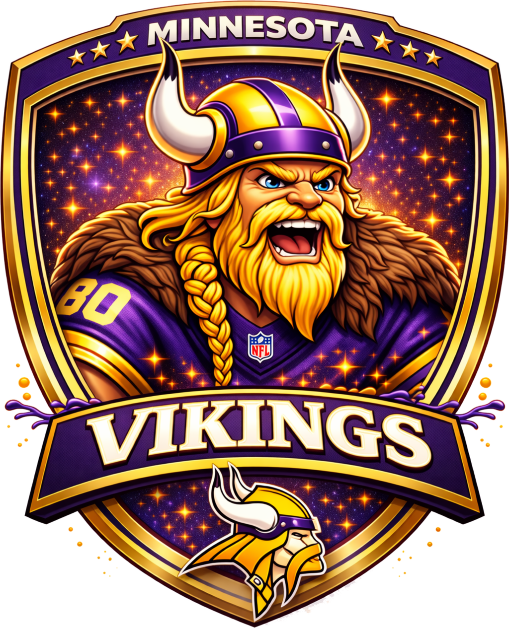Minnesota Vikings Shield Football Logo Short Sleeve T-Shirt