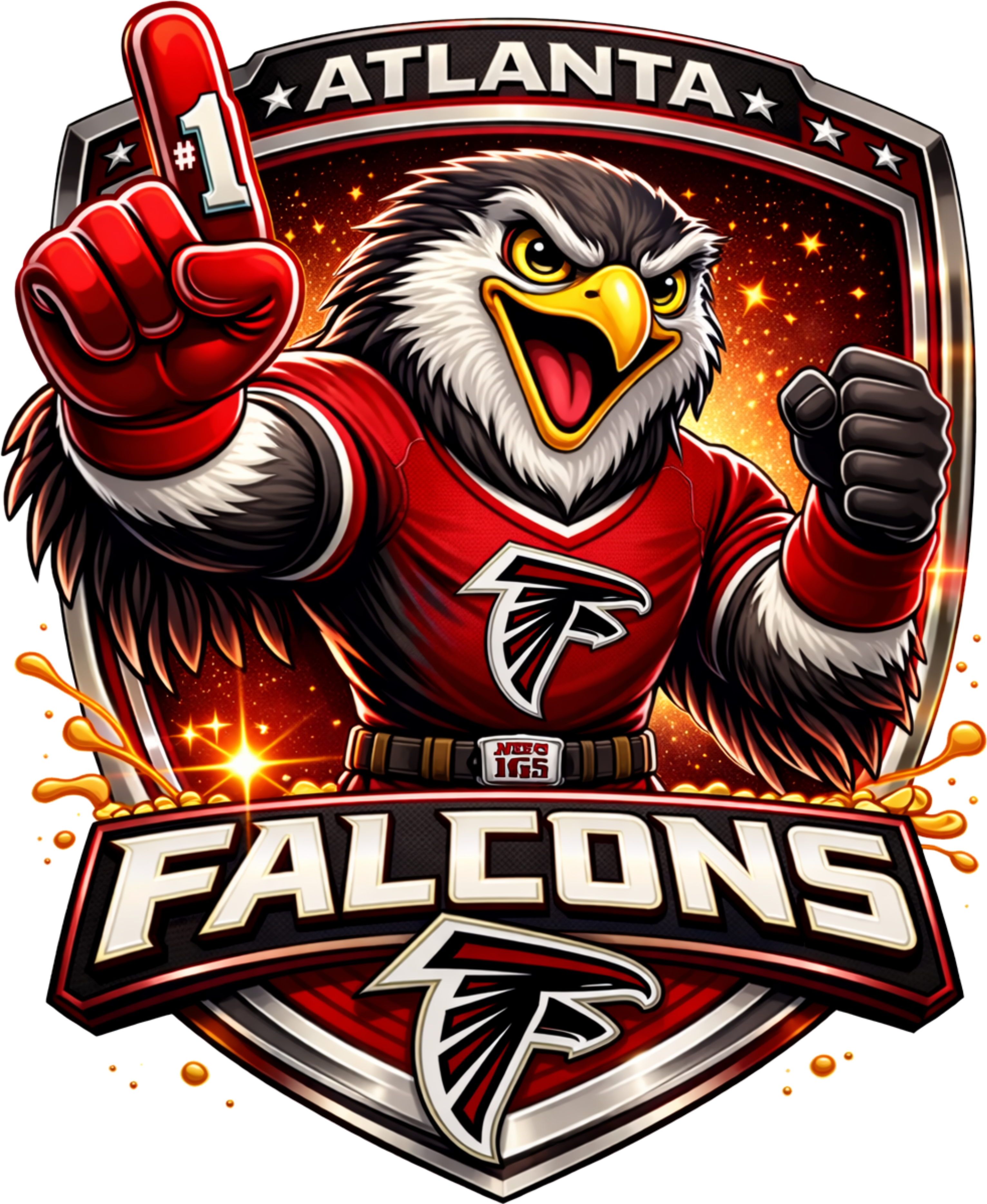 Atlanta Falcon Number One Shield Design Short Sleeve T-Shirt