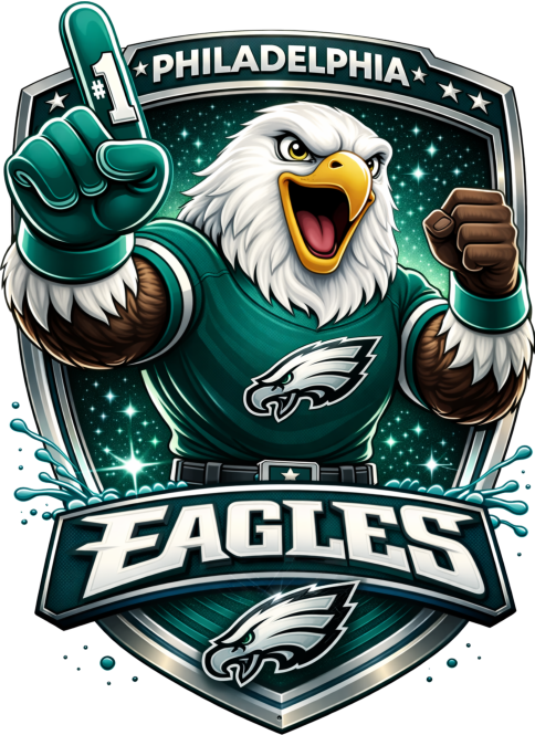 Philadelphia Eagle Shield Mascot Football Short Sleeve T-Shirt