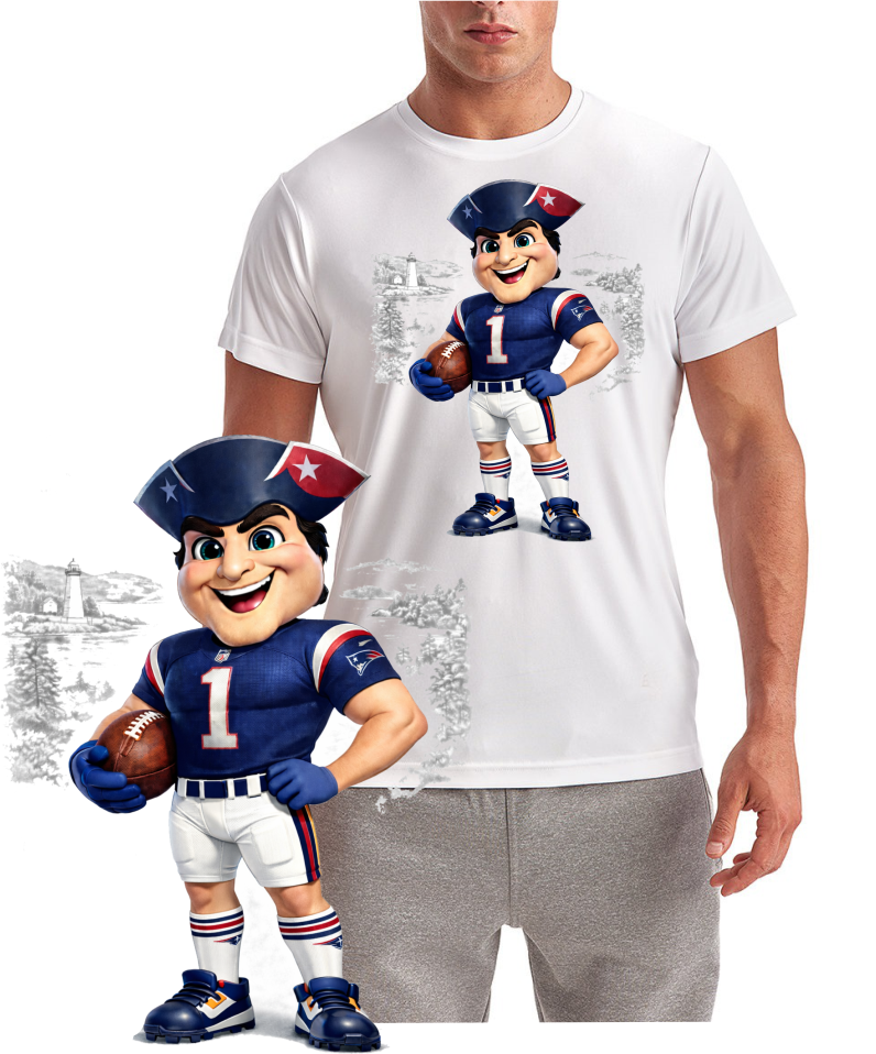 Cartoon Patriot Football New England Short Sleeve T-Shirt