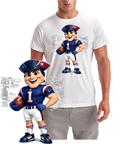 Cartoon Patriot Football New England Short Sleeve T-Shirt