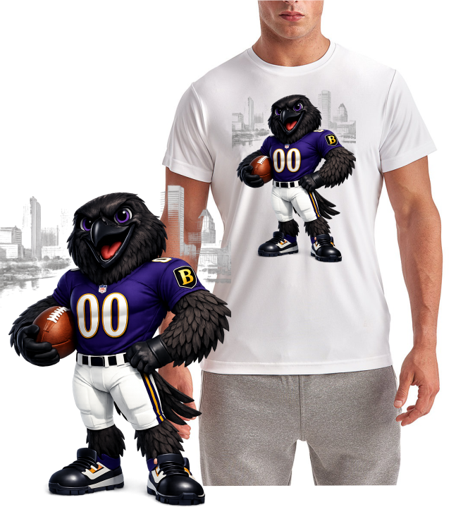 Raven Mascot In Baltimore Football Short Sleeve T-Shirt