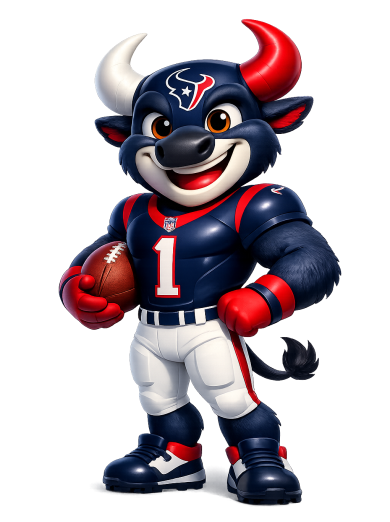Houston Texans Cartoon Style Football Mascot Short Sleeve T-Shirt