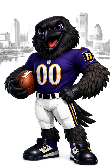 Raven Mascot In Baltimore Football Short Sleeve T-Shirt