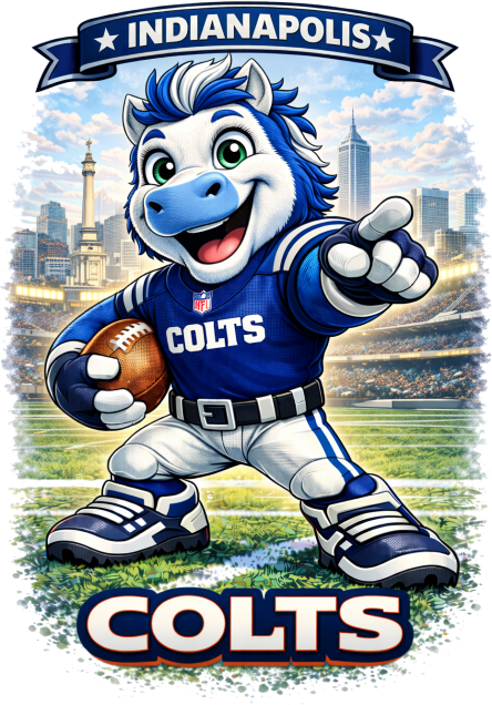 Colts Football Cartoon Short Sleeve T-Shirt
