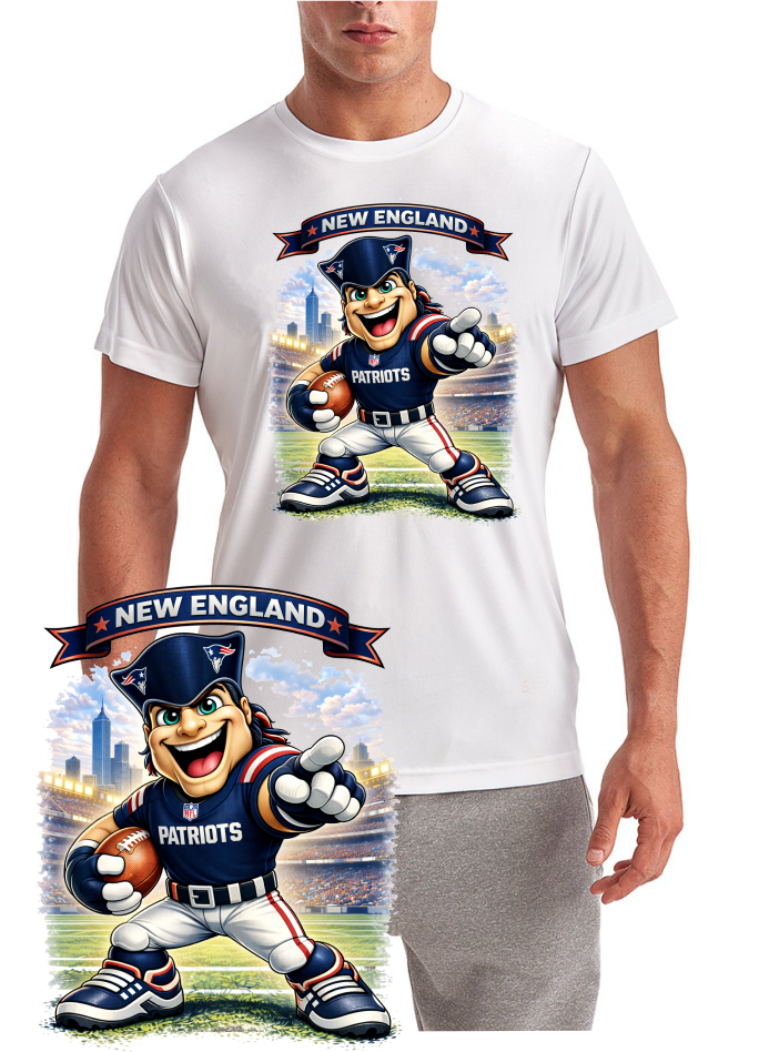 Patriot In The House New England Football Cartoon Short Sleeve T-Shirt