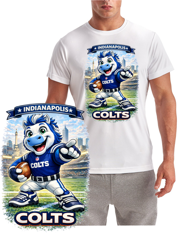 Colts Football Cartoon Short Sleeve T-Shirt