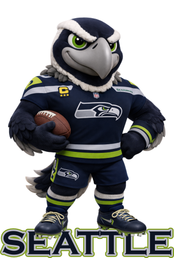 Seahawks Football Mascot Short Sleeve T-Shirt
