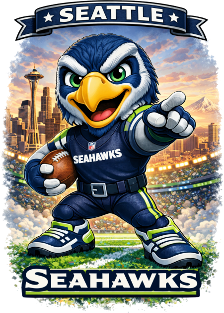 Seahawk Mascot Football Cartoon Short Sleeve T-Shirt