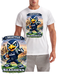 Seahawk Mascot Football Cartoon Short Sleeve T-Shirt