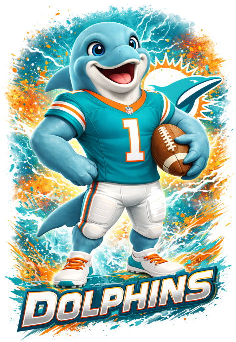 Dolphins Pixar Style Miami Short Sleeve T-Shirt