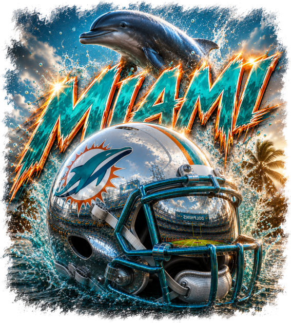 Miami Dolphin Helmet Design Short Sleeve T-Shirt