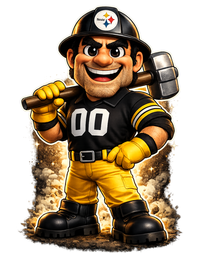 Pittsburgh Steeler Cartoon Style Football Short Sleeve T-Shirt