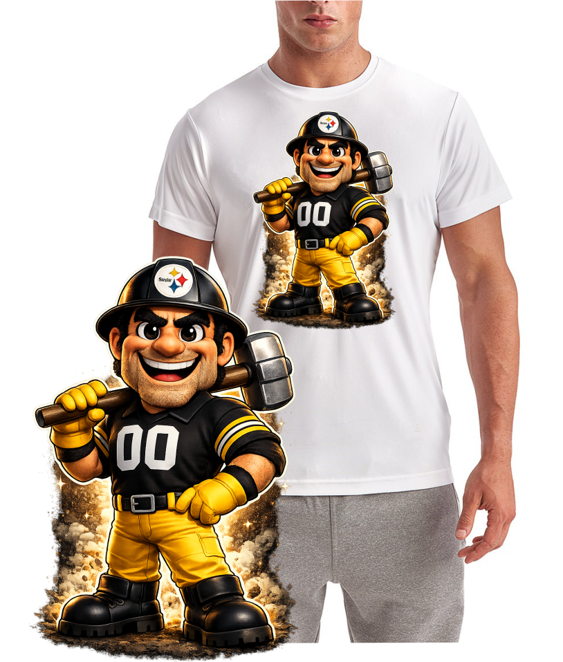 Pittsburgh Steeler Cartoon Style Football Short Sleeve T-Shirt