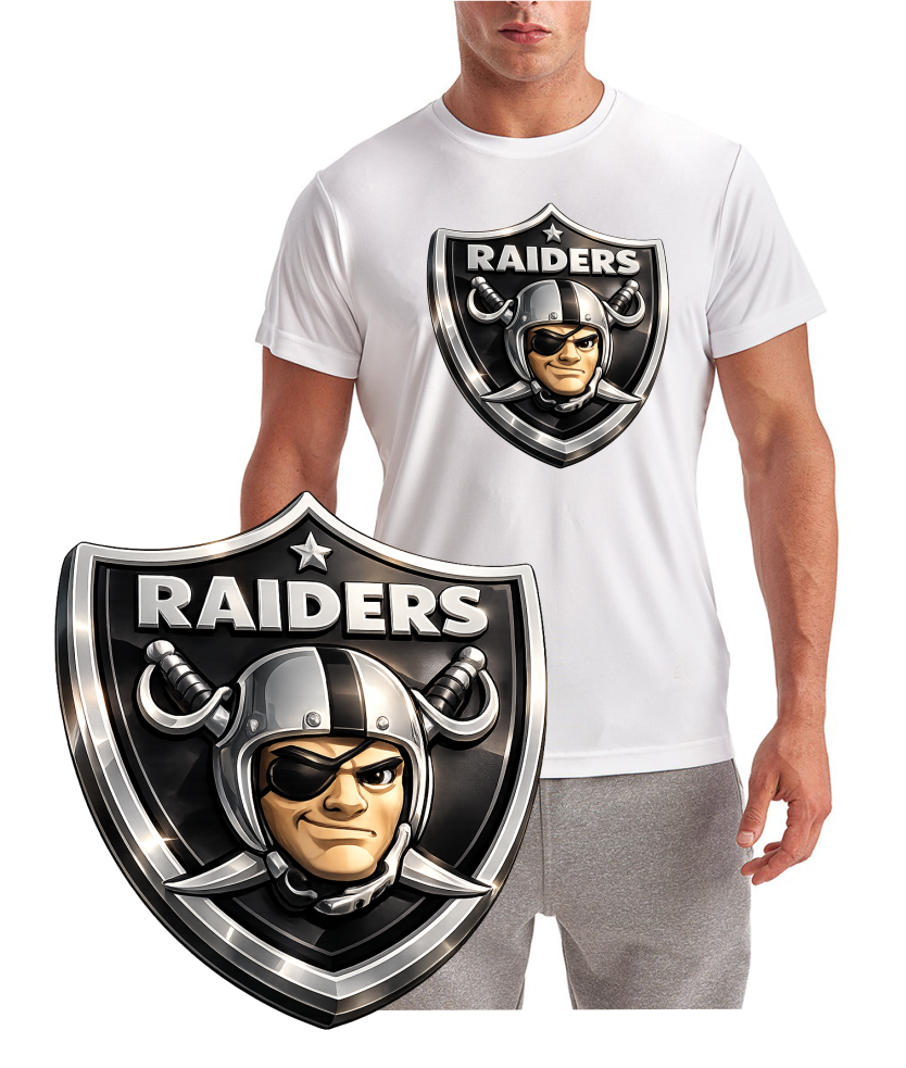 Raiders Shield 3D Look Las Vegas Football Short Sleeve T-Shirt