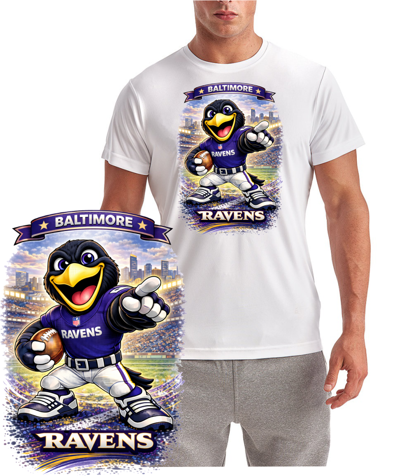 Baltimore Raven Cartoon Football Short Sleeve T-Shirt