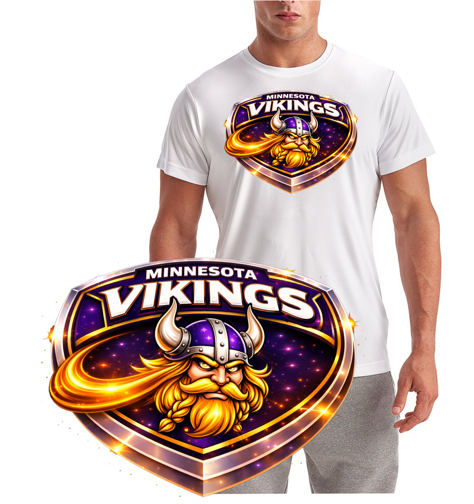 Viking Football Shield Short Sleeve T-Shirt