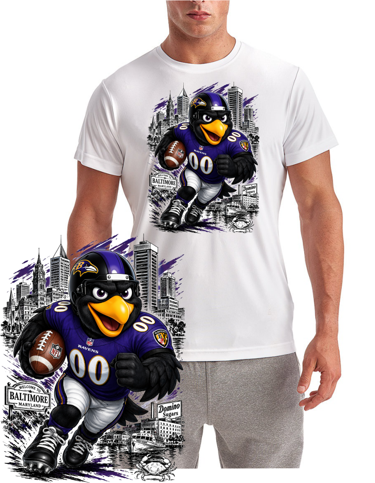 Baltimore Raven Runner Football Short Sleeve T-Shirt
