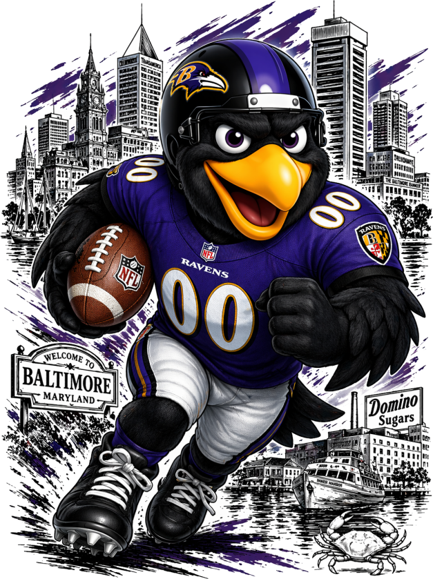 Baltimore Raven Runner Football Short Sleeve T-Shirt