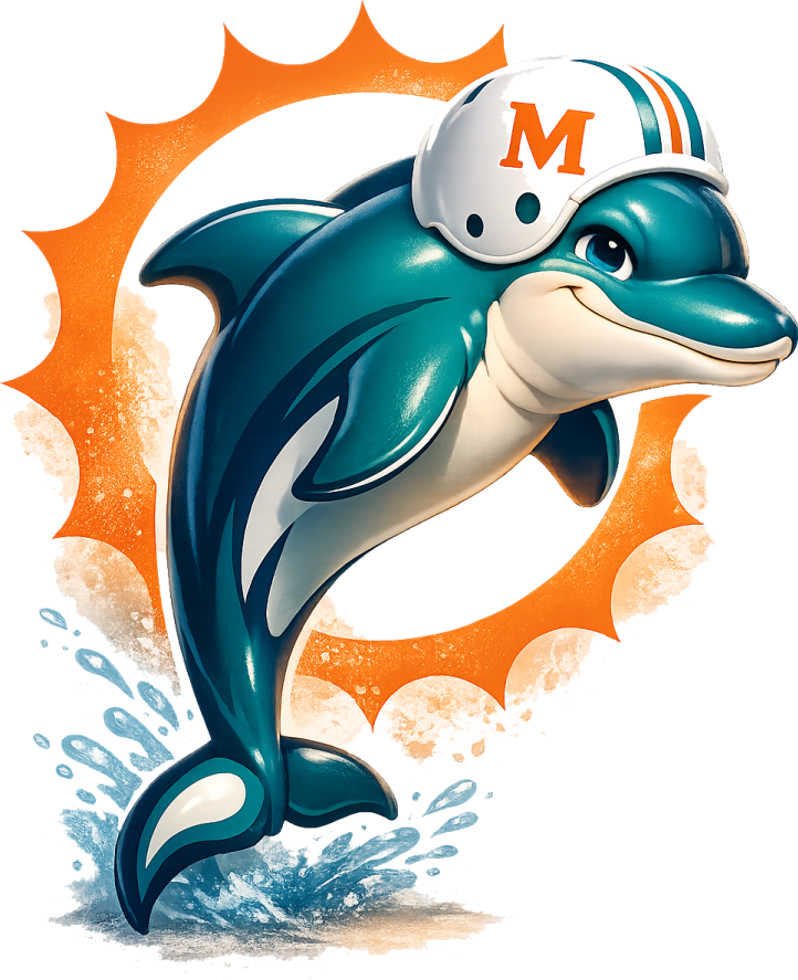 Miami Pixar Style Dolphin Logo Short Sleeve T-Shirt