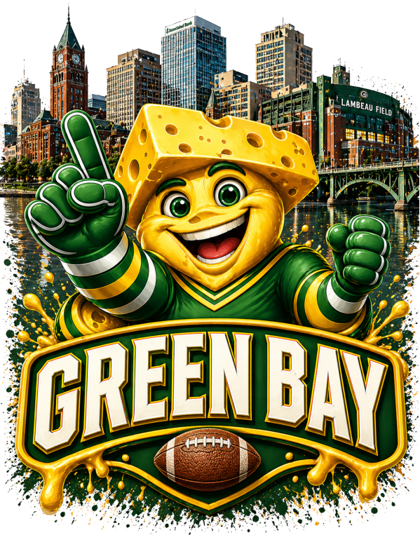 Downtown Cheese Head Packers Football Green Bay Short Sleeve T-Shirt