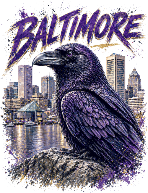 Downtown Baltimore Raven Football Short Sleeve T-Shirt