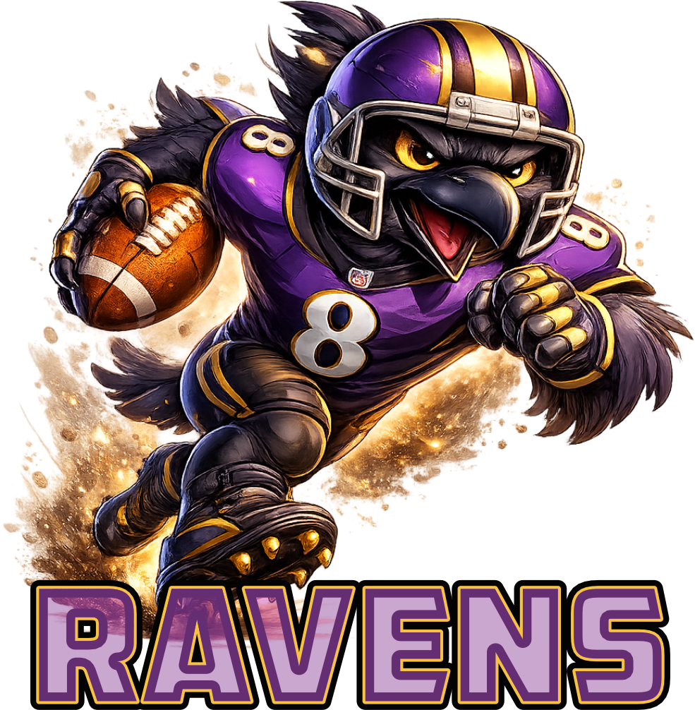 Rushing Raven Baltimore Football Short Sleeve T-Shirt