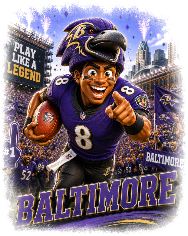 Raven Fan In Baltimore Football Short Sleeve T-Shirt