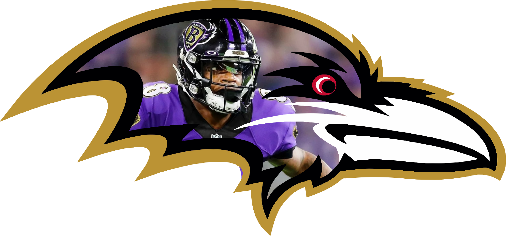 Lamar Raven Head Baltimore Football Short Sleeve T-Shirt