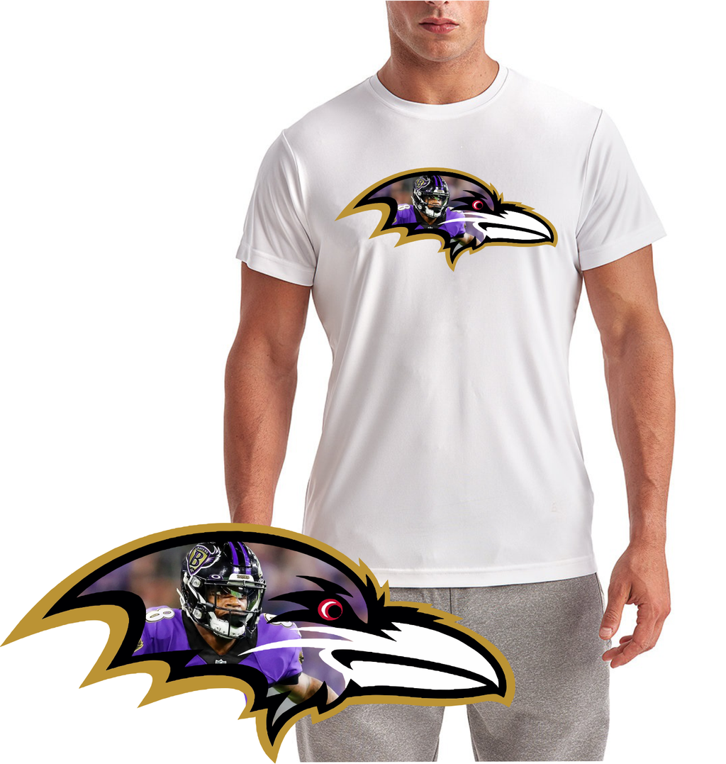 Lamar Raven Head Baltimore Football Short Sleeve T-Shirt