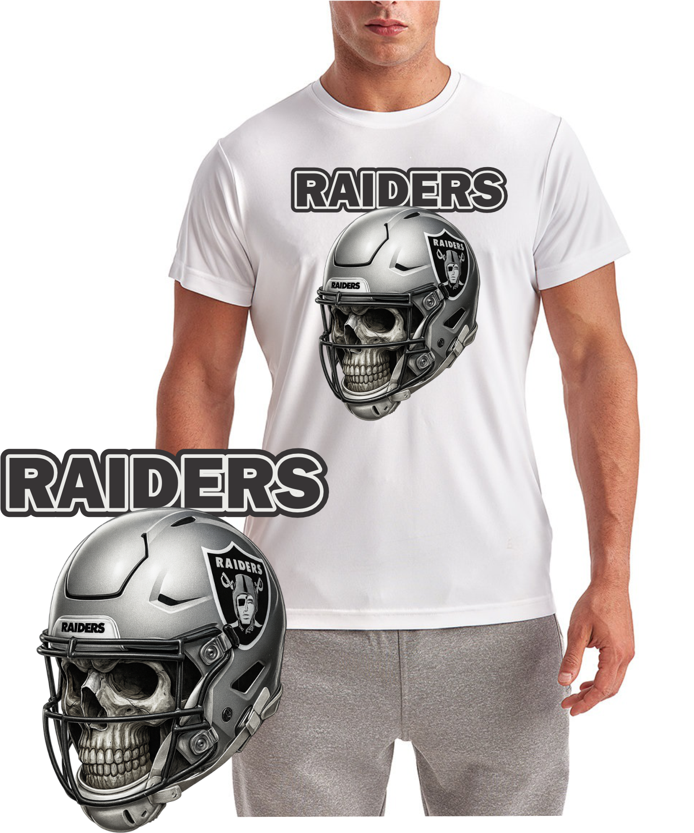 Los Vegas Raider Football Skull In Helmet Short Sleeve T-Shirt
