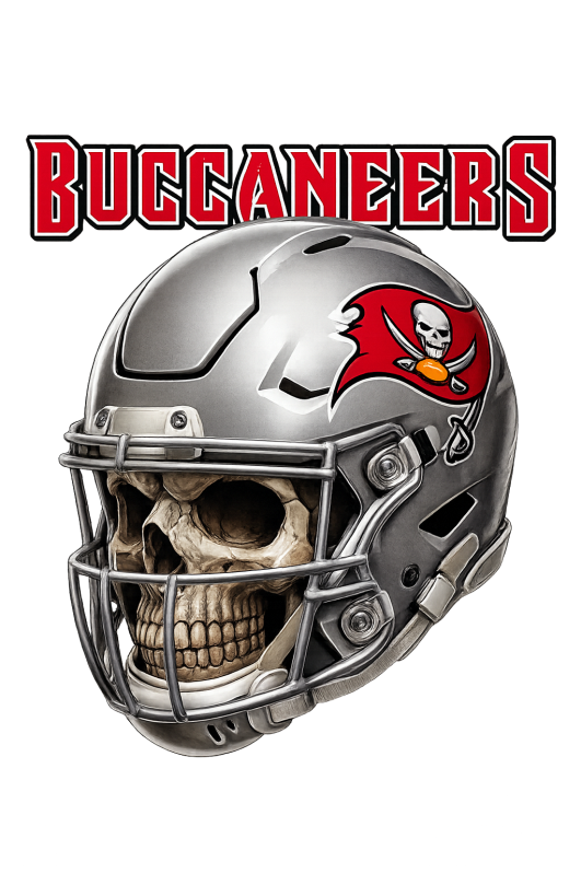 Tampa Bay Buccaneer Football Helmet with Skull Short Sleeve T-Shirt